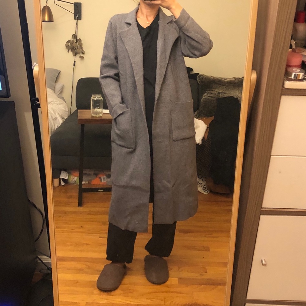 Heavy knit long sweater coat